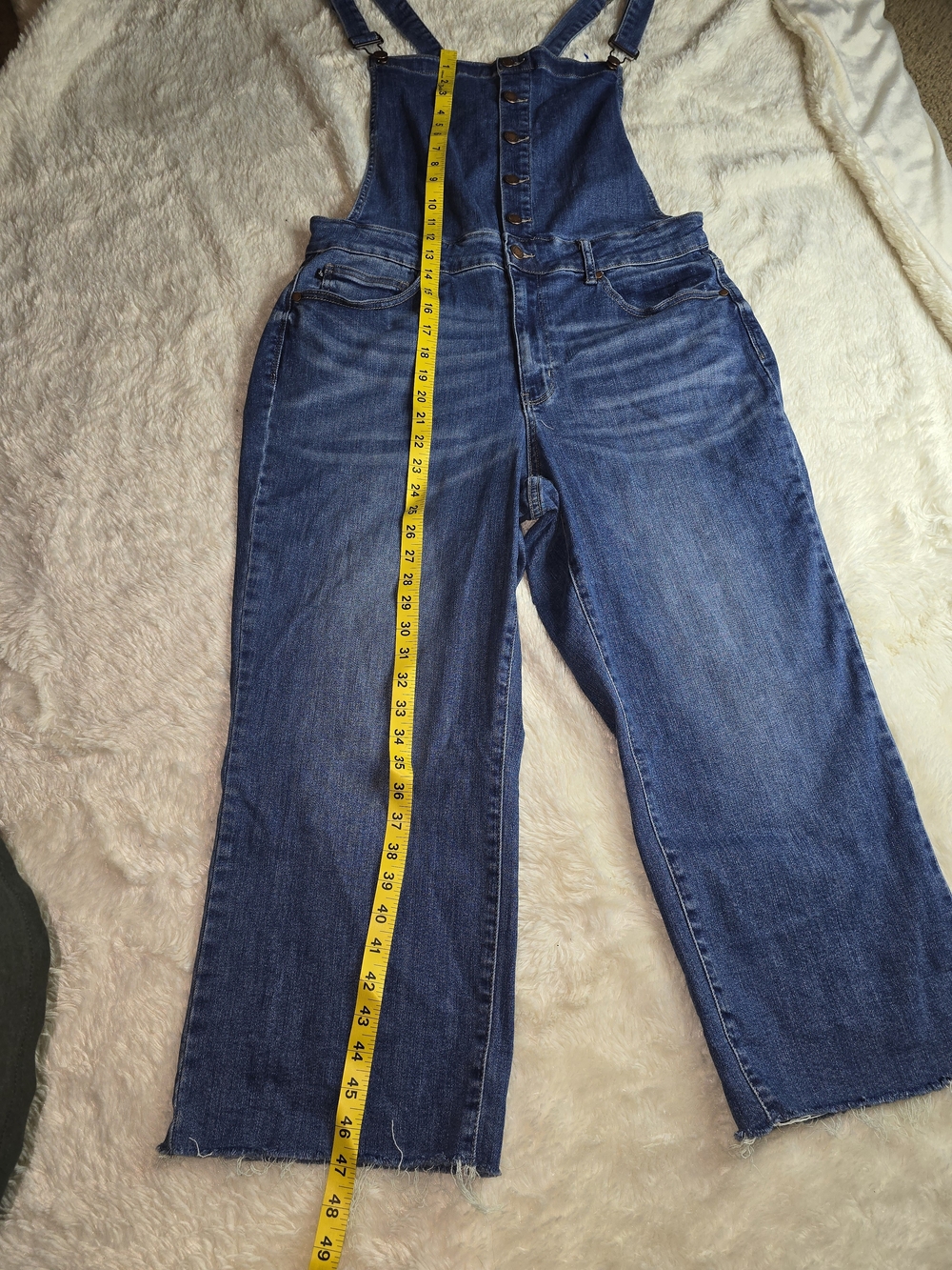 Plus Size Button-Front Denim Overalls - Blue - Picture 6 of 14